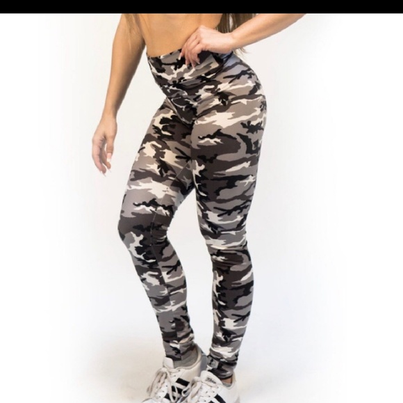 Celestial Bodiez Pants - CELESTIAL BODIEZ Zip Me Up Gray Camo leggings